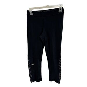 Under Armour Womens S Black Capri Leggings Athletic Workout Compression Pants